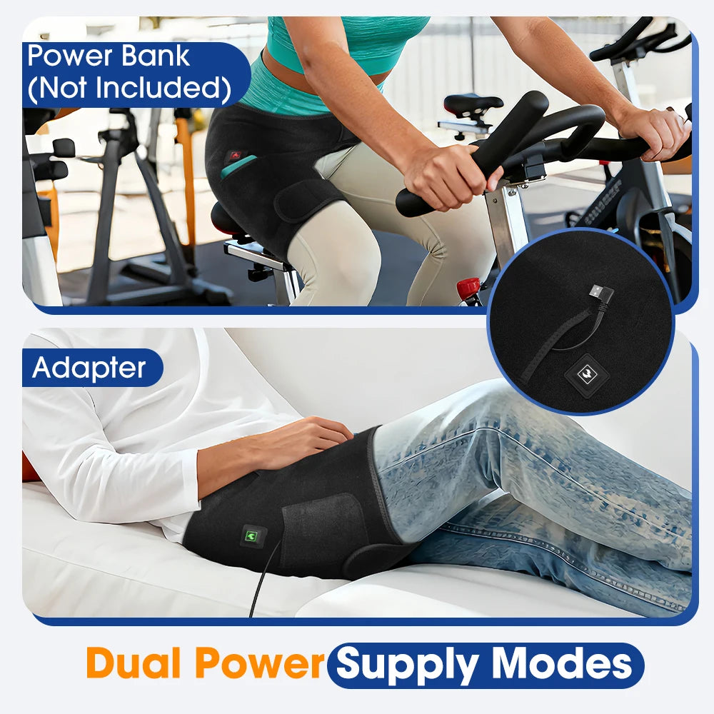 USB Rechargeable Heated Hip Support Brace – 3-Level Heat & 660nm Infrared Wrap.