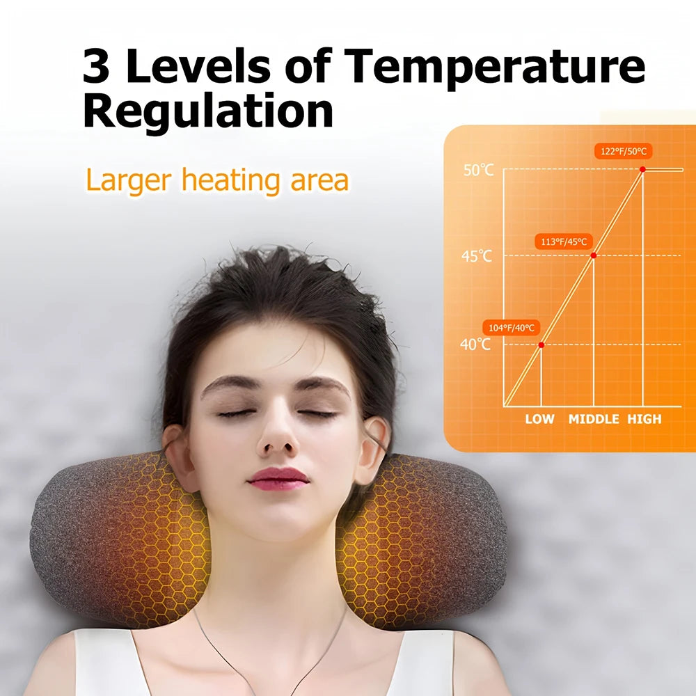 Electric Neck Massager Pillow – Heated Vibration Cervical Support Cushion.