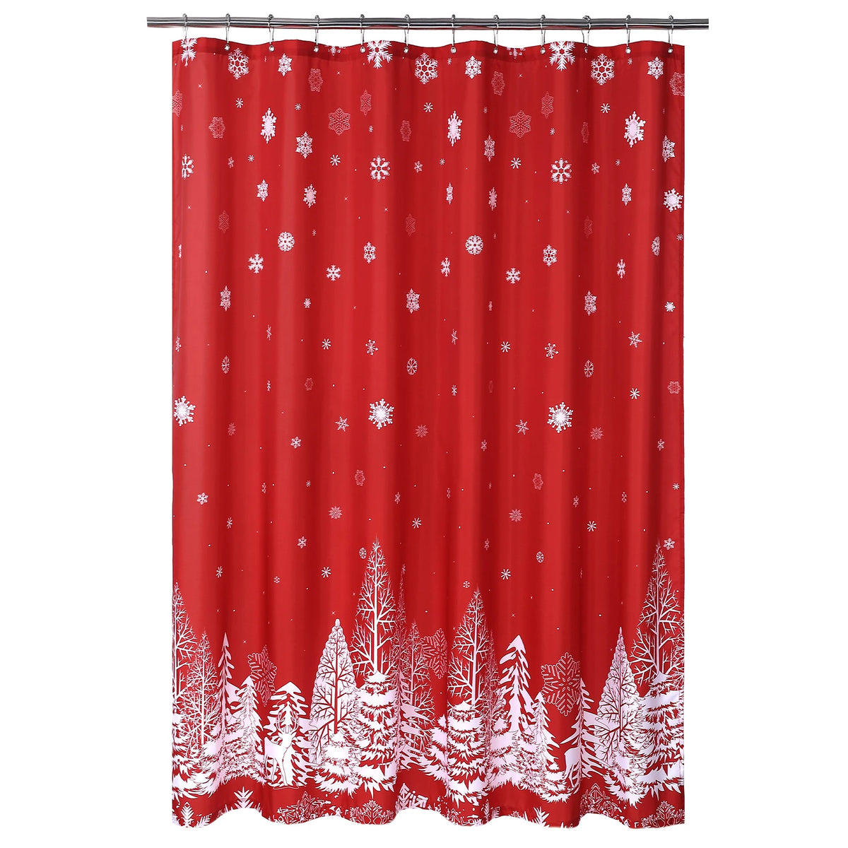 72 × 72 Inch Christmas Shower Curtain – Christmas Tree & Snowflake Fabric Bathroom Curtain for Bathtub and Shower Décor.