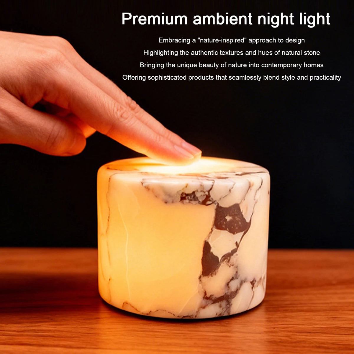 Marble Rechargeable Night Light – Type-C Desk Lamp with Adjustable Light Modes.