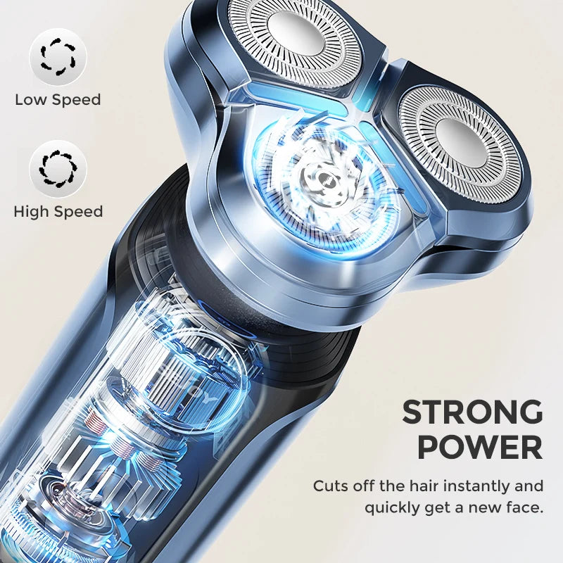 Men's Electric Shaver – 3D Floating Head Beard Trimmer, Portable Rechargeable Razor with Nose Hair Trimmer.