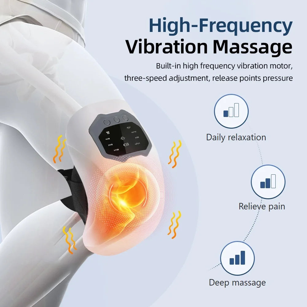 Wireless Heated Knee Massager with Red Light, Air Compression & Vibration