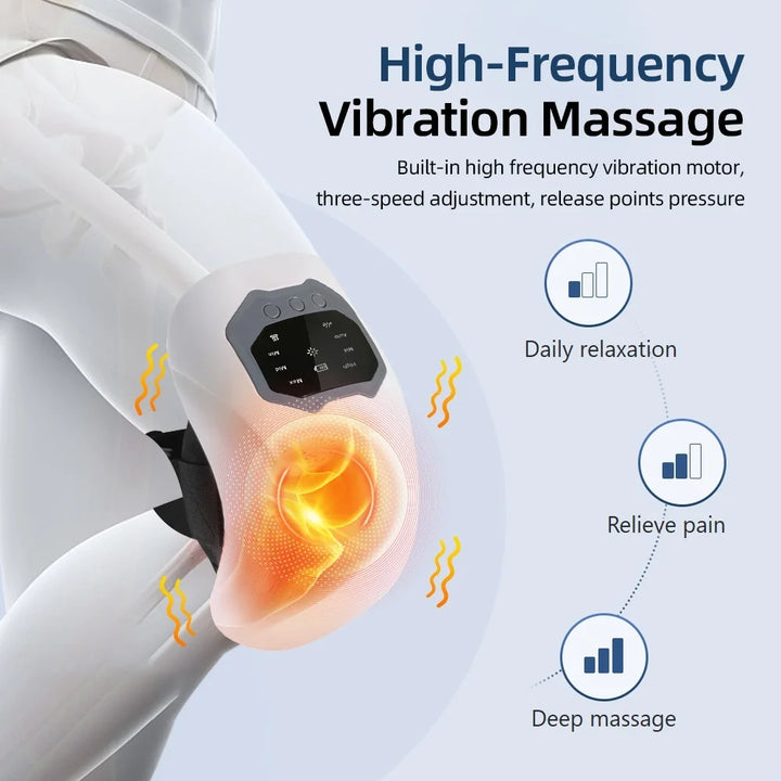 Wireless Heated Knee Massager with Red Light, Air Compression & Vibration