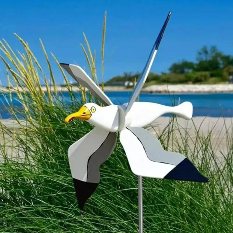 Seagull Bird Wind Spinner with Stake – Outdoor Garden & Yard Decoration.