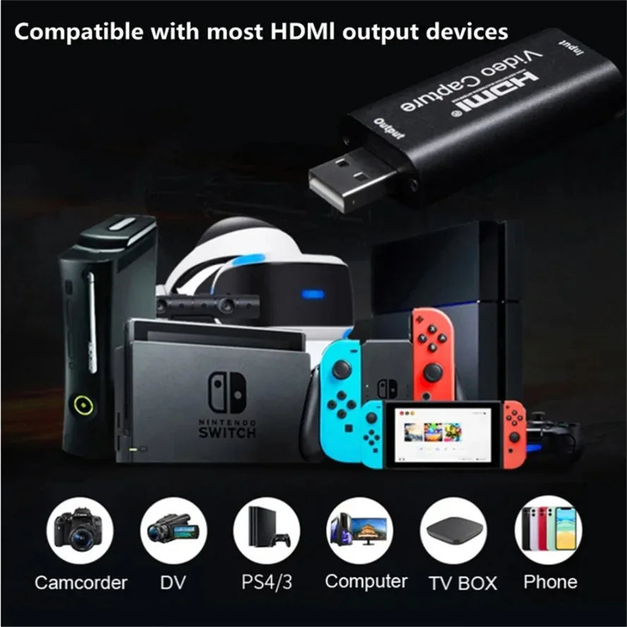USB 3.0 Video Capture Card 4K 1080P USB 2.0 HDMI Game Grabber Box for PS4 DVD Camera PC Recording Placa De Video Live Streaming
