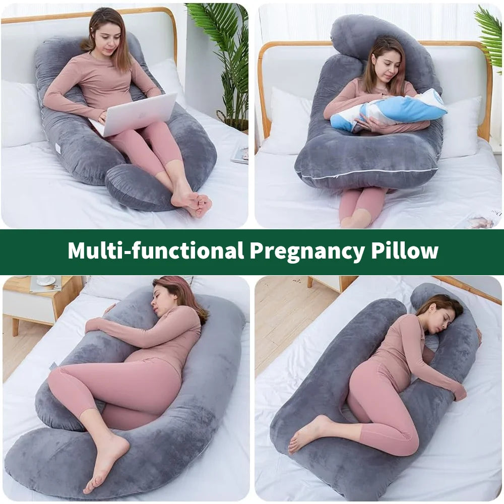 G-Shaped Pregnancy Pillow 120cm – Full-Body Maternity Support Pillow with Removable Cover.