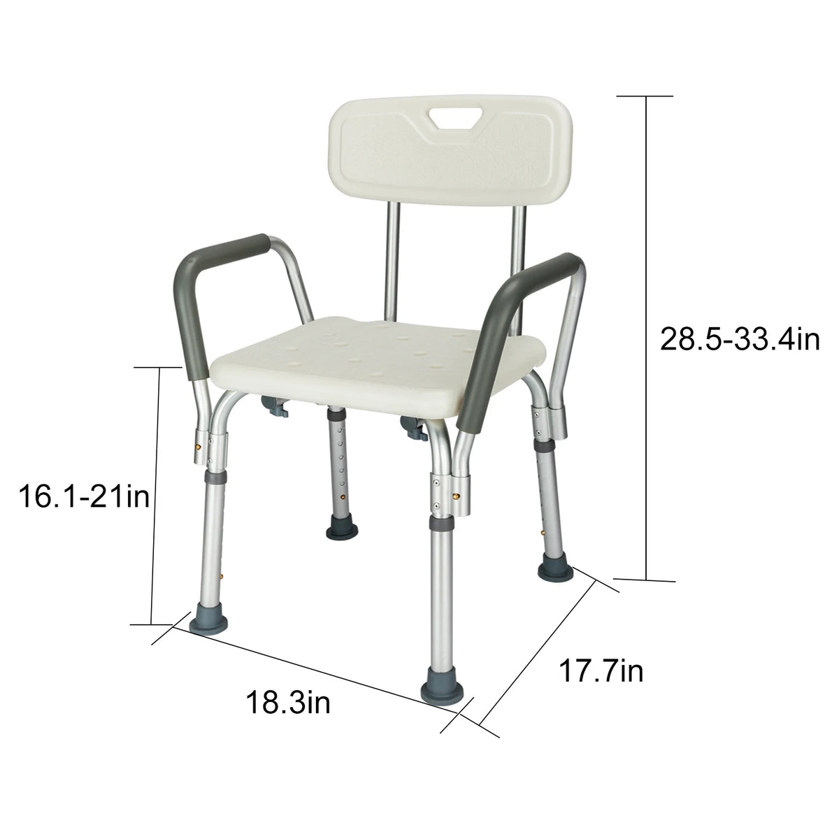 Medical Shower Chair with Backrest & Handles – Adjustable Height, Non-Slip Bath Seat.