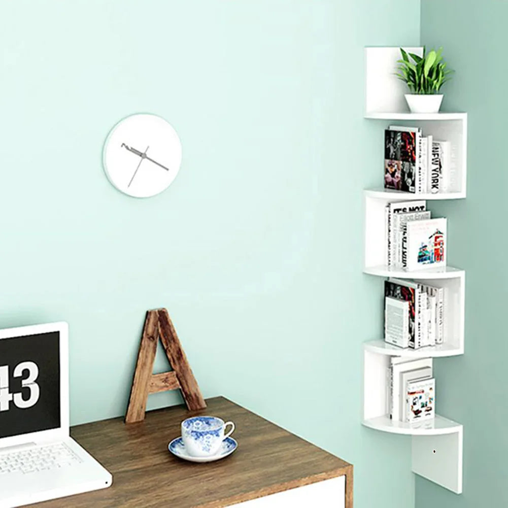 Zigzag Floating Corner Shelves Storage Organizer For Home Office