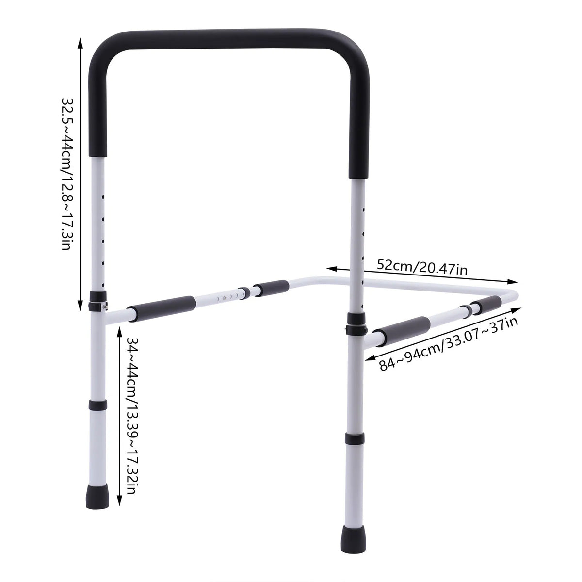 Adjustable Height Bed Rail – Non-Slip Floor-Standing Bedside Grab Bar for Adults & Elderly.