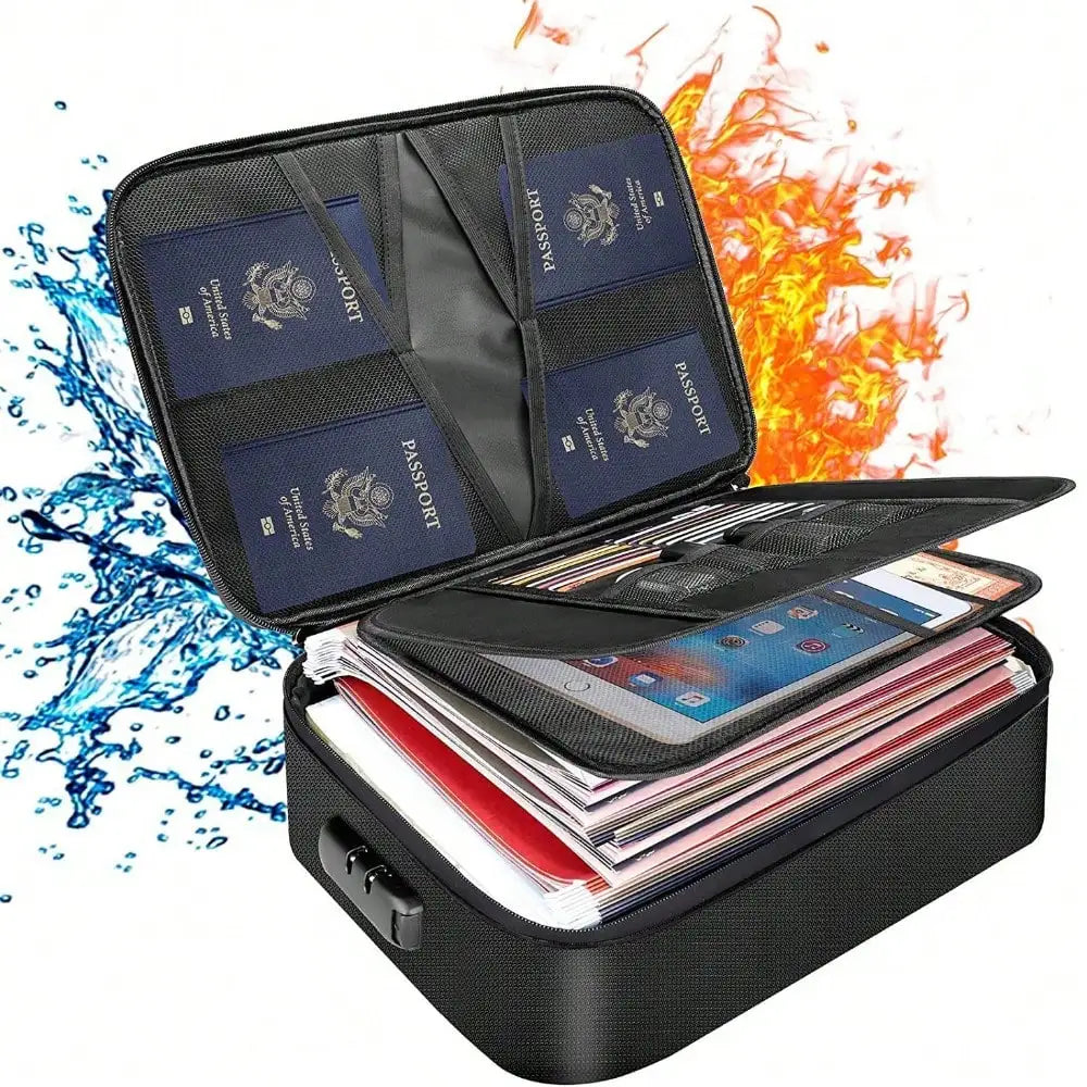 Fireproof Document Box with Lock – 3-Layer Water-Resistant File Organizer for Home & Office.