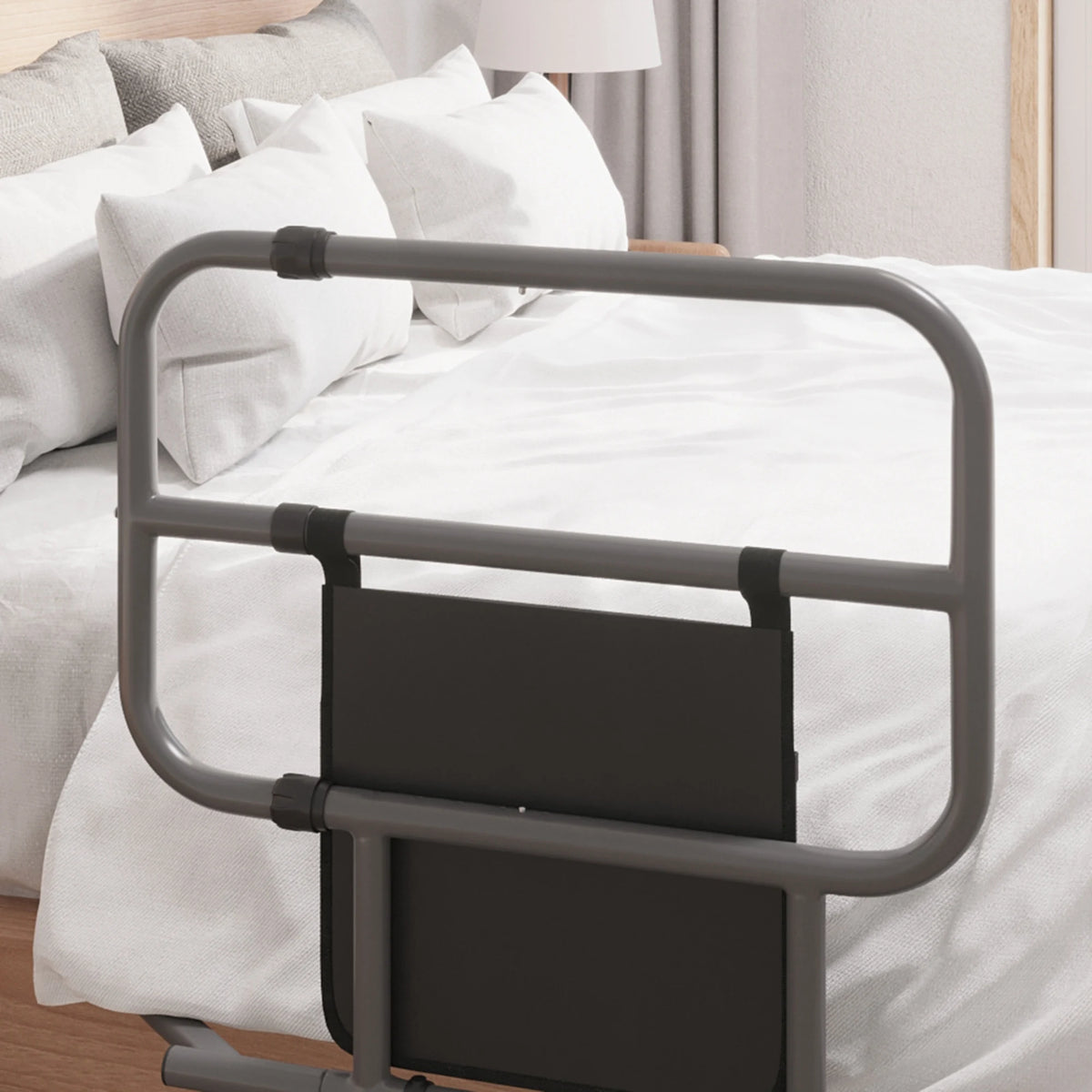 Folding Bed Rail for Adults – Adjustable Bed Assist Safety Bar with Storage Pocket.