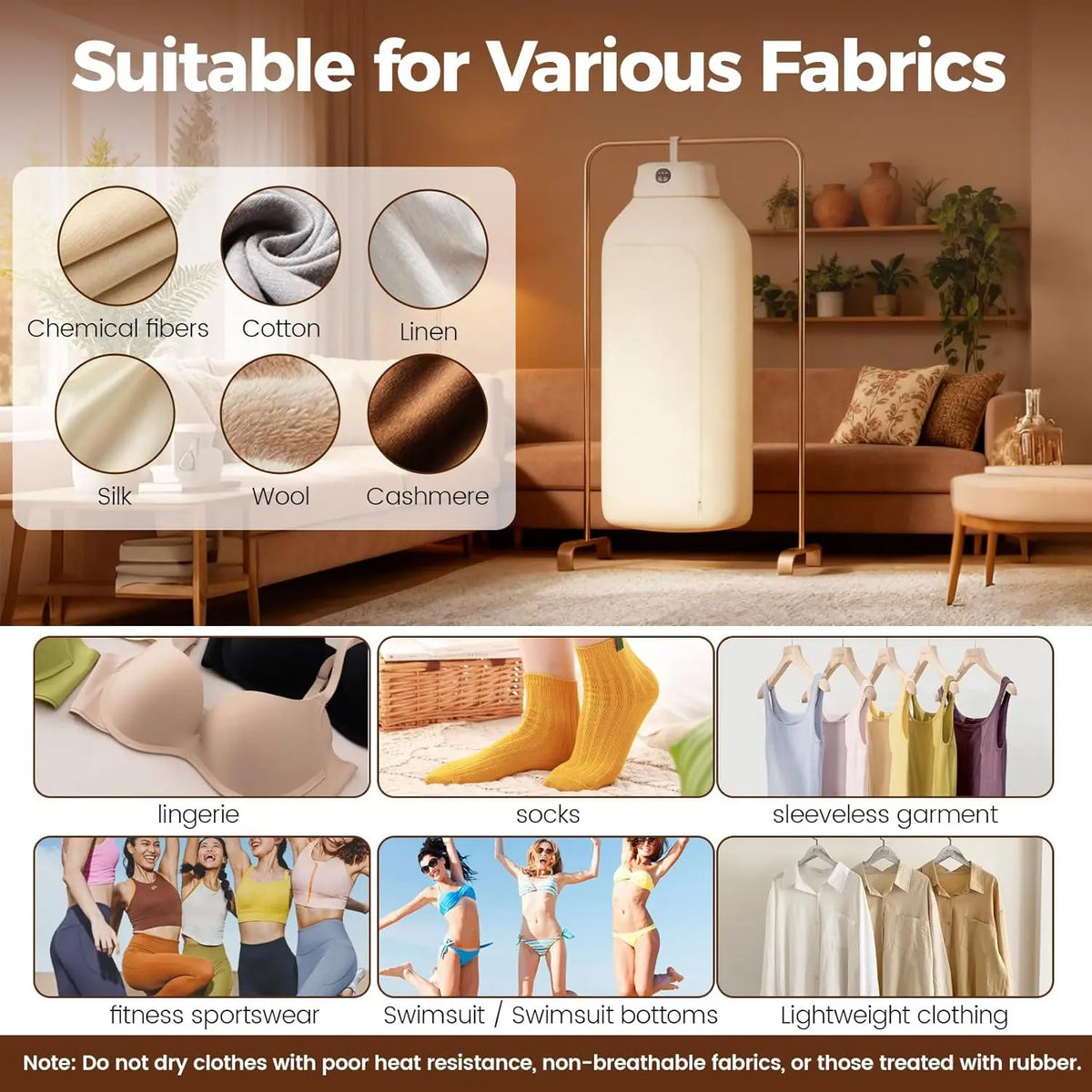 Portable Foldable Clothes Dryer – 360° Hot Air Circulation, PTC Fast Heating, 1–7H Timer, Overheat Protection & Low-Noise Large-Capacity Garment Dryer.