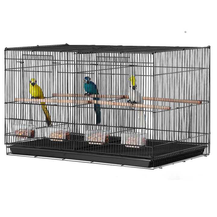 SucceBuy 30-Inch Stackable Bird Cage – Portable Travel Cage with Handle & Perches.