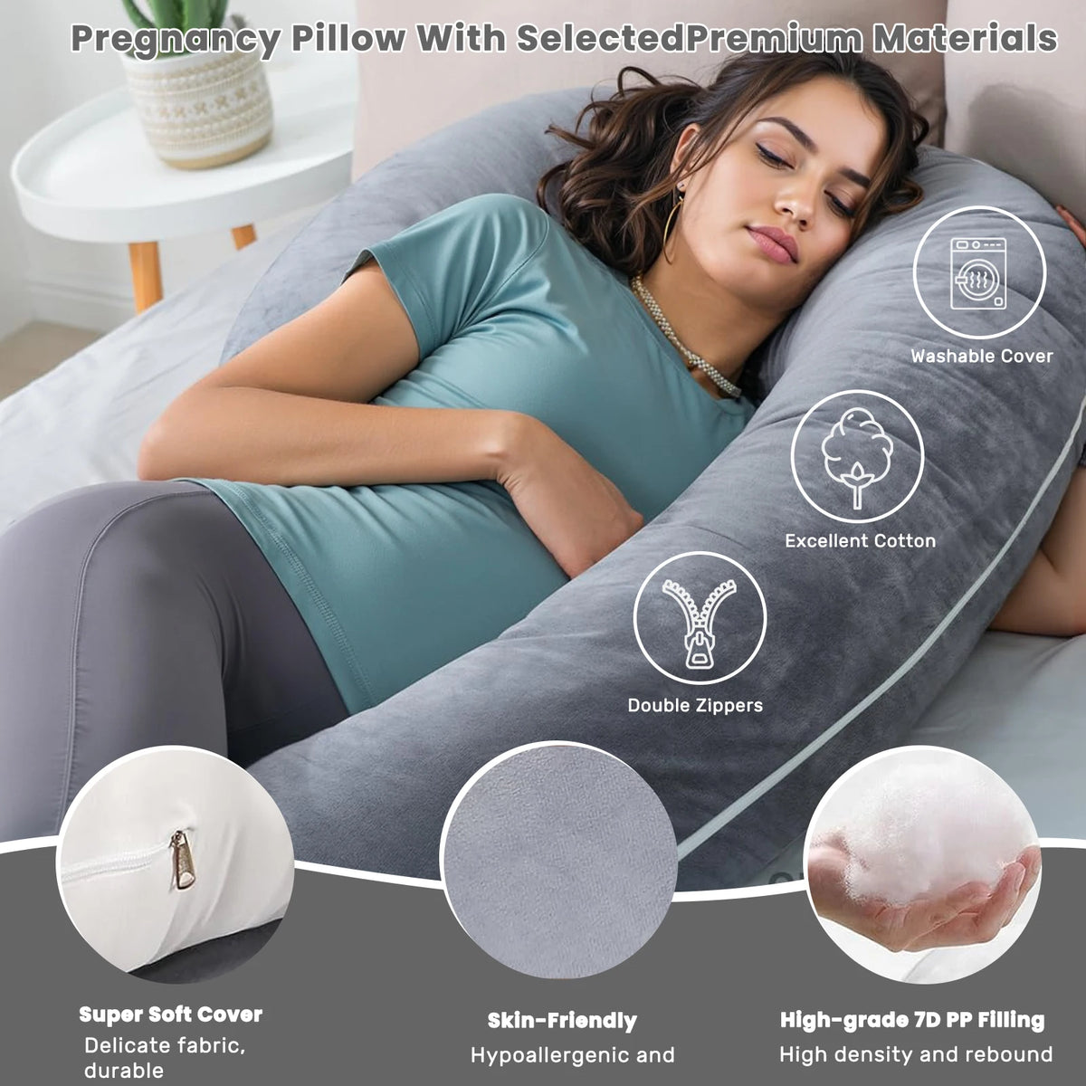 55-Inch C-Shaped Pregnancy Pillow.