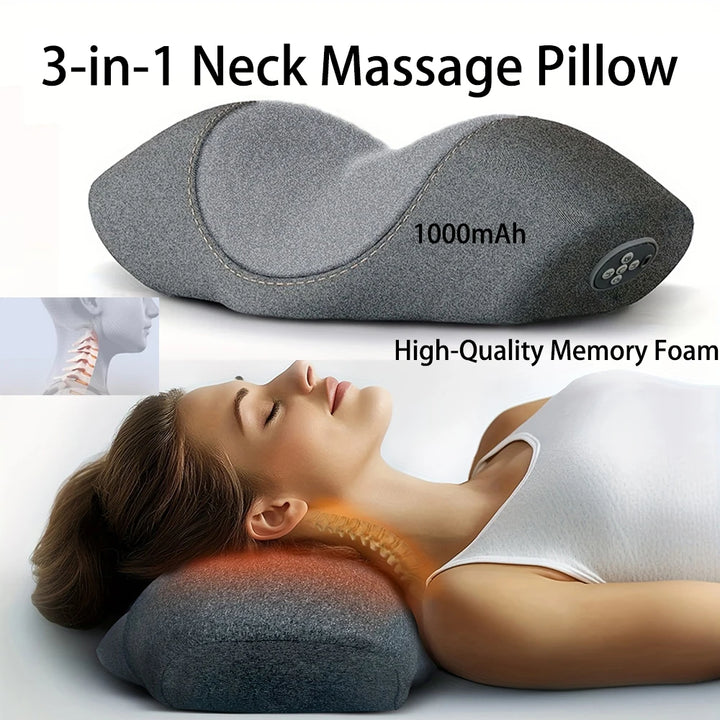 Electric Neck Massager Pillow – Heated Vibration Cervical Support Cushion.
