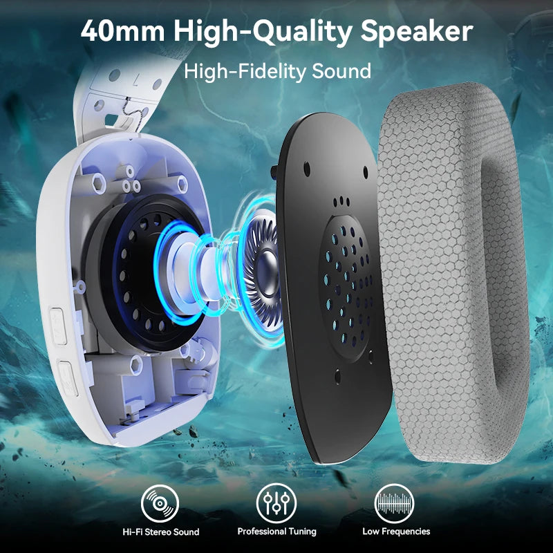 ATTACK SHARK L80PRO Gaming Headset, Lightweight Over-Ear Gaming Headphones, Wired/BT/2.4G Wireless,Dual Microphone Stereo