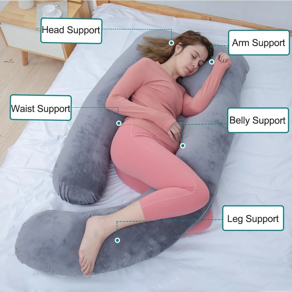 G-Shaped Pregnancy Pillow 120cm – Full-Body Maternity Support Pillow with Removable Cover.