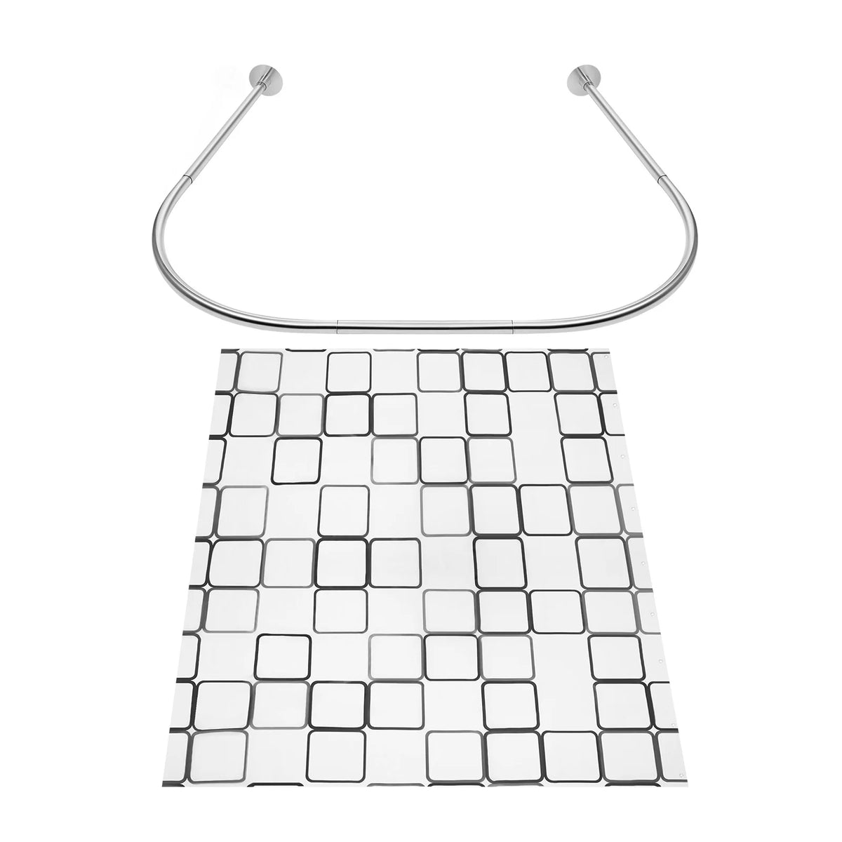 Extendable U-Shaped Shower Curtain Rod – Adjustable Curved Bathroom Curtain Rail.