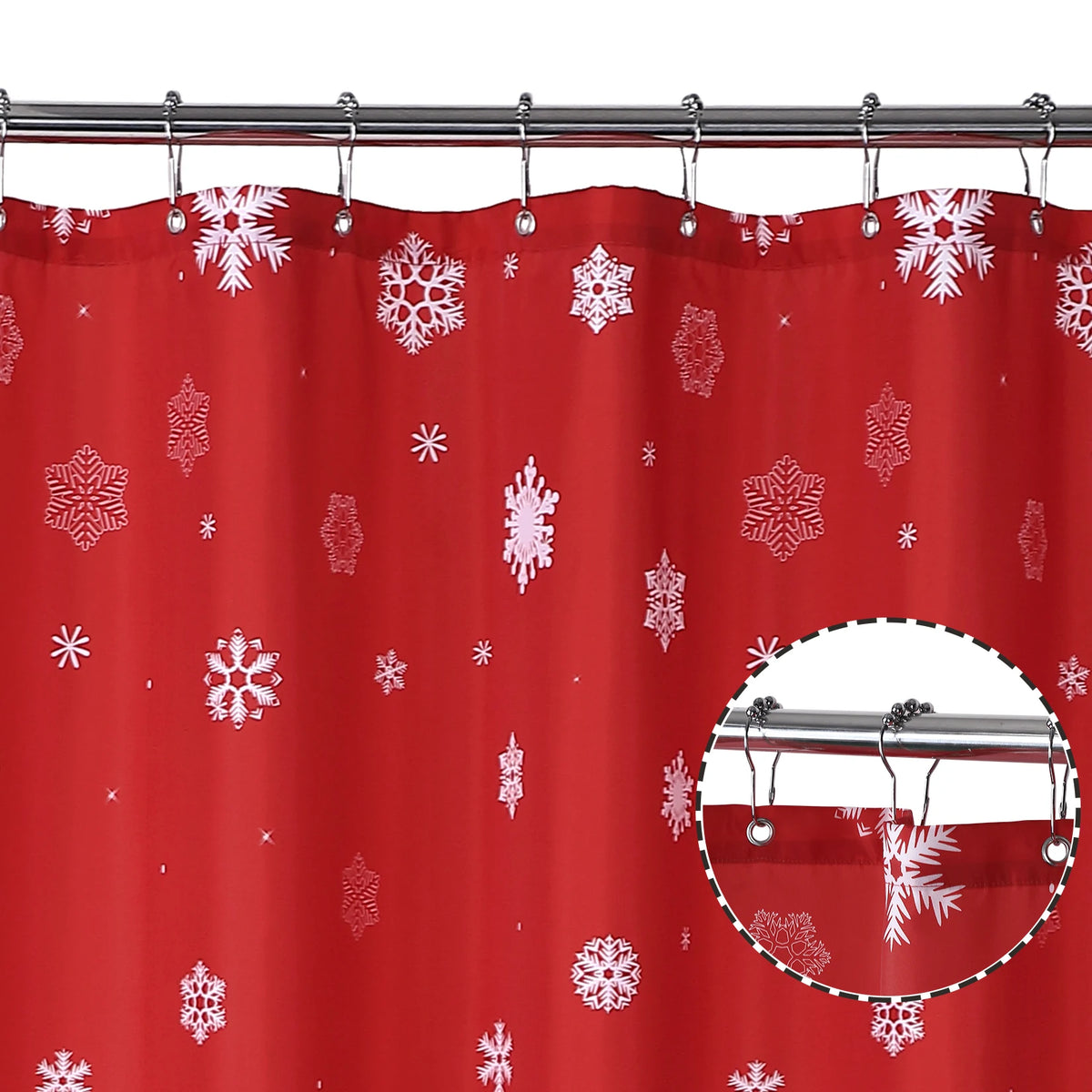 72 × 72 Inch Christmas Shower Curtain – Christmas Tree & Snowflake Fabric Bathroom Curtain for Bathtub and Shower Décor.