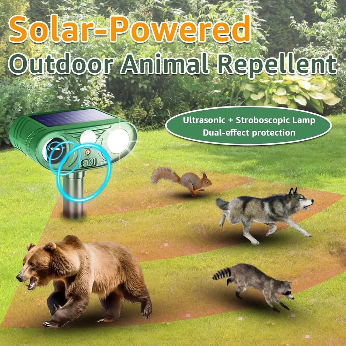 Ultrasonic Animal Repeller with Motion Sensor.