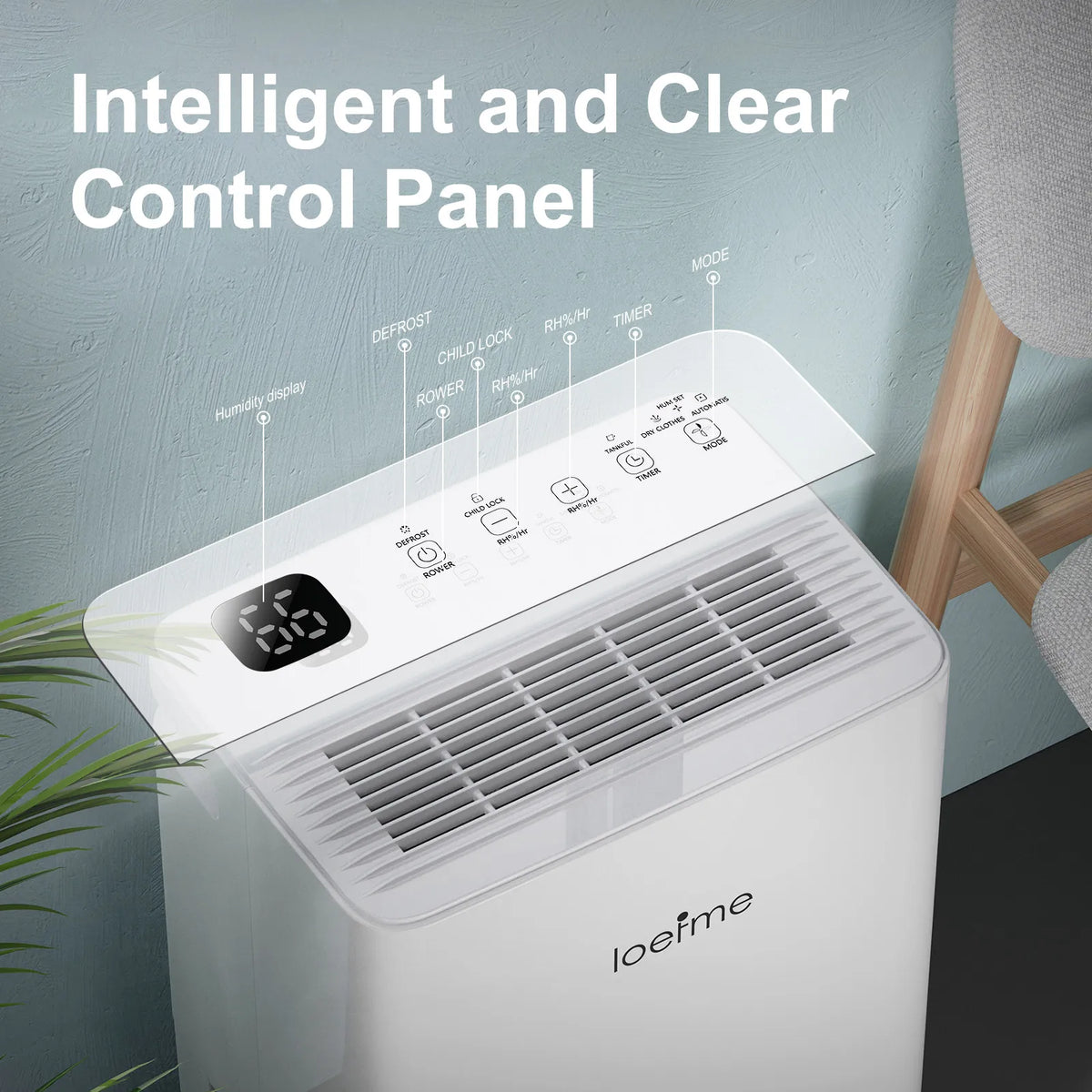 Electric Dehumidifier 16L/Day – Compact Room Dehumidifier with Moisture Sensor, Energy Efficient.