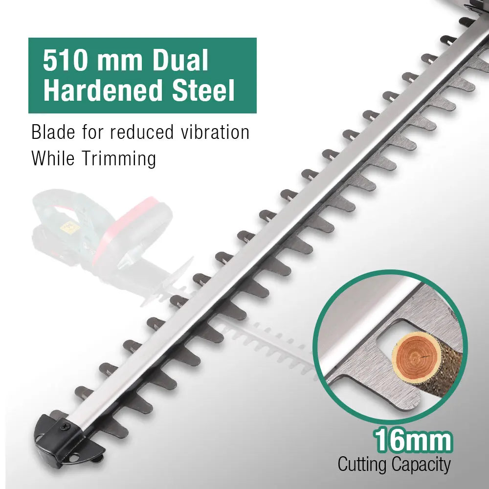 20V Hedge Trimmer – 510mm Blade, 2.0Ah Battery.