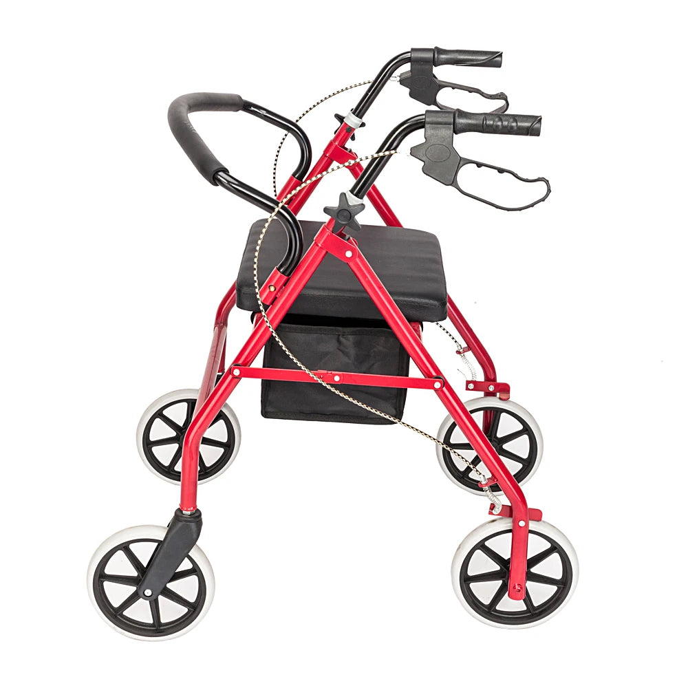 Foldable Rollator Walker with Seat – Height Adjustable 8" Wheels, Brakes & Storage Bag.