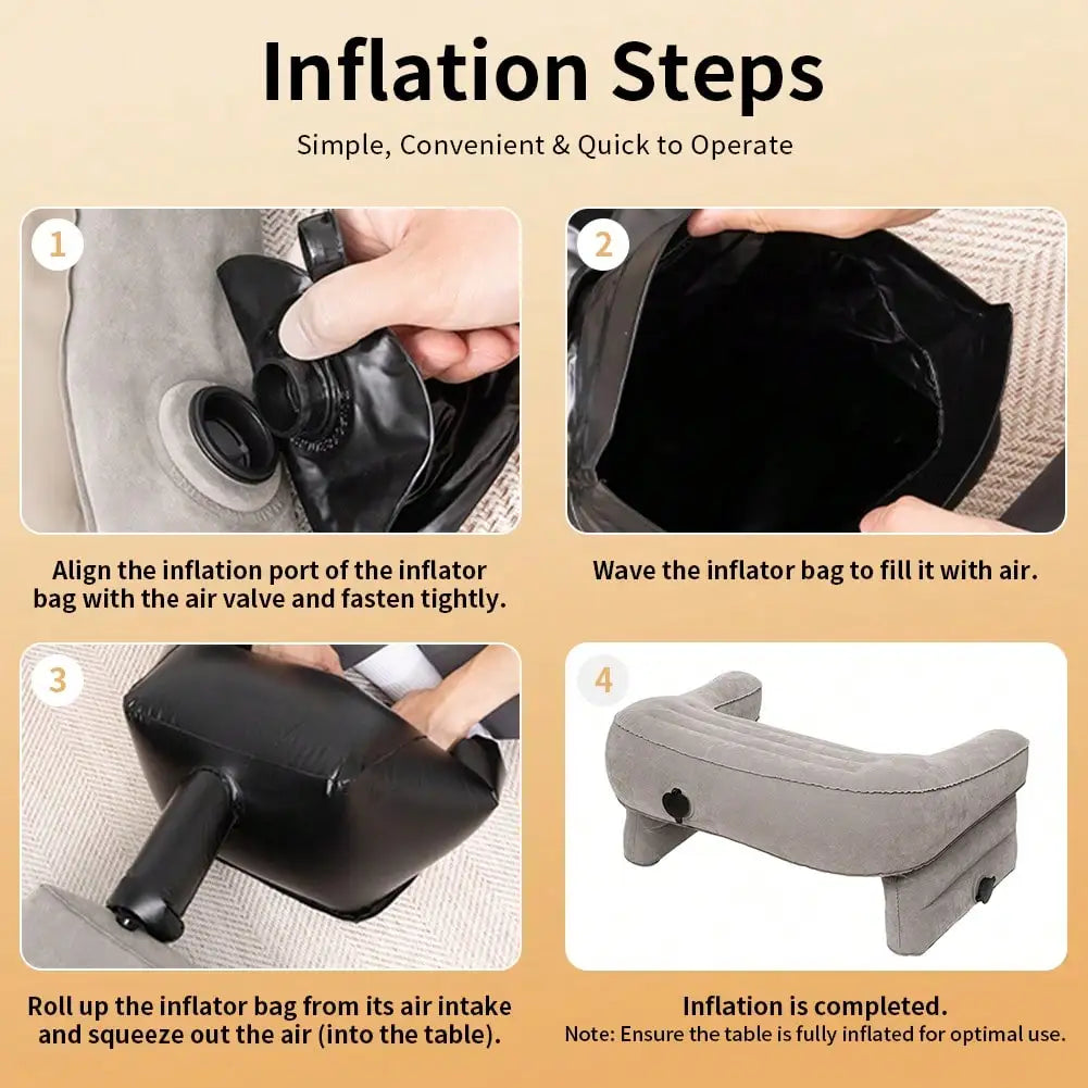 Inflatable Reading & Gaming Support Pillow – Adjustable Ergonomic Lap Cushion with Armrests for Bed, Sofa & Floor.