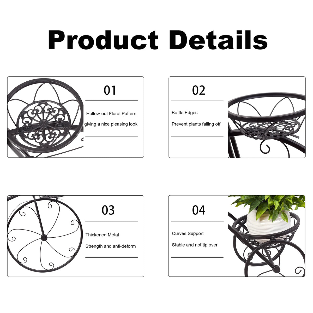 3-Tier Bicycle-Shaped Plant Stand – Iron Garden Flower Rack for Indoor & Outdoor Décor.