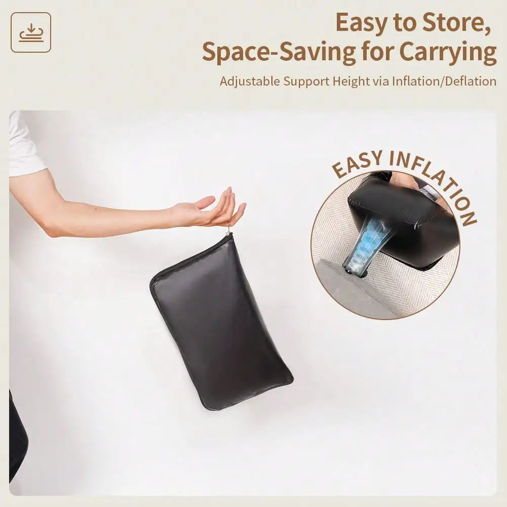 Inflatable Reading & Gaming Support Pillow – Adjustable Ergonomic Lap Cushion with Armrests for Bed, Sofa & Floor.