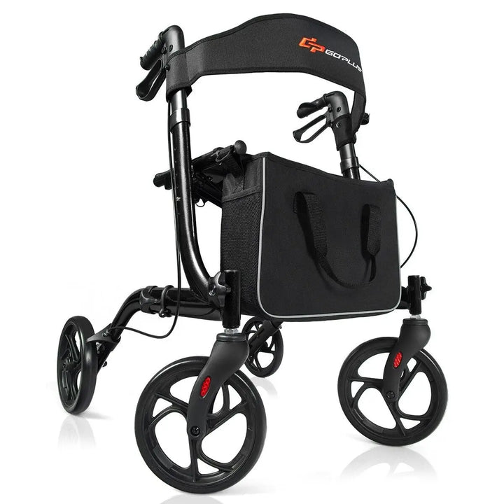 Lightweight Folding Rollator Walker – 4-Wheel Aluminium Mobility Aid with Seat.