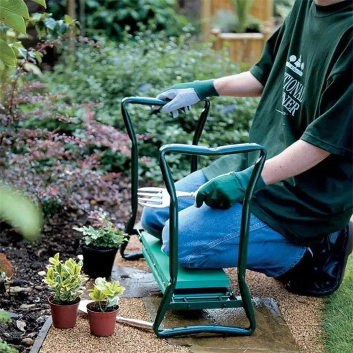 Foldable Garden Kneeler & Seat – Heavy-Duty Gardening Bench with Padded Kneeling Pad.
