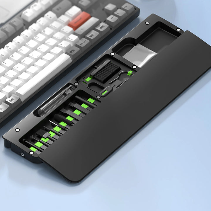 Ergonomic Keyboard Wrist Rest with Cleaning Kit – ABS & Leather Palm Support Pad.