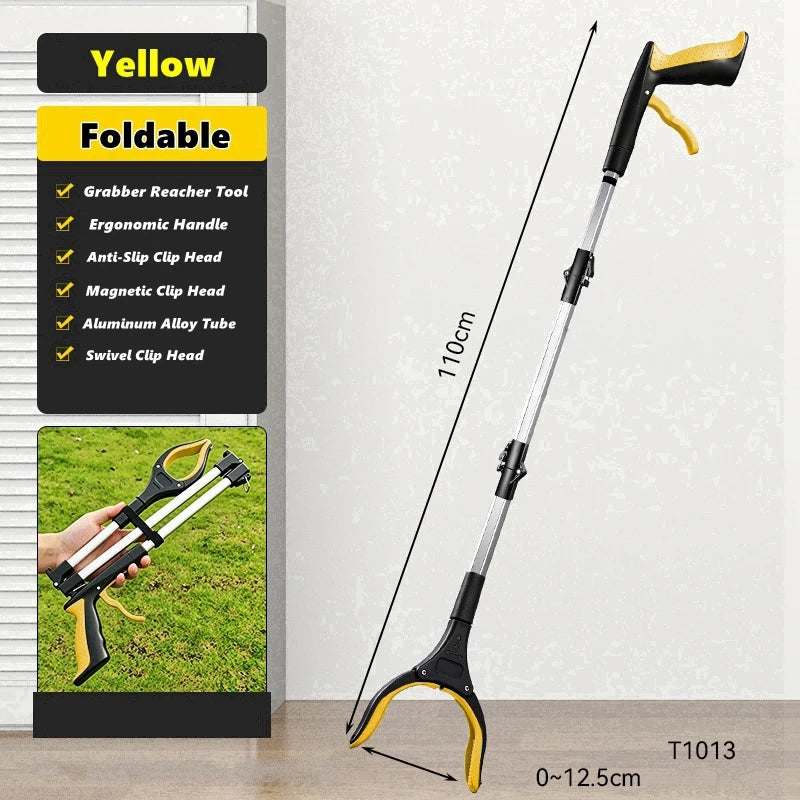 Foldable Grabber Reacher Tool with Magnetic Tip & 360° Swivel Head.