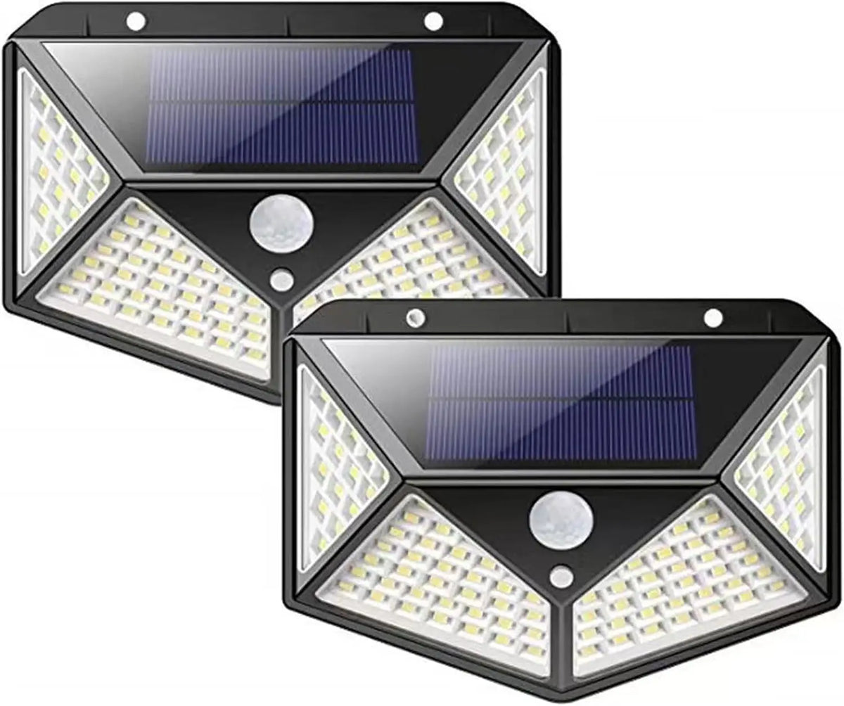 4-Pack 100 LED Solar Wall Lights with Motion Sensor & 3 Modes.