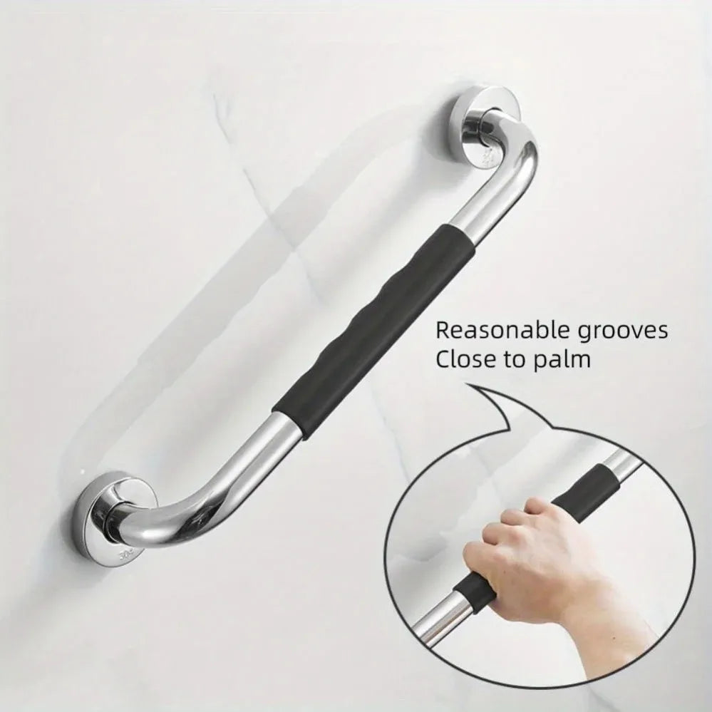 2-Piece Stainless Steel Shower Grab Bars – Non-Slip Bathroom Safety Handles with Silicone Grip.