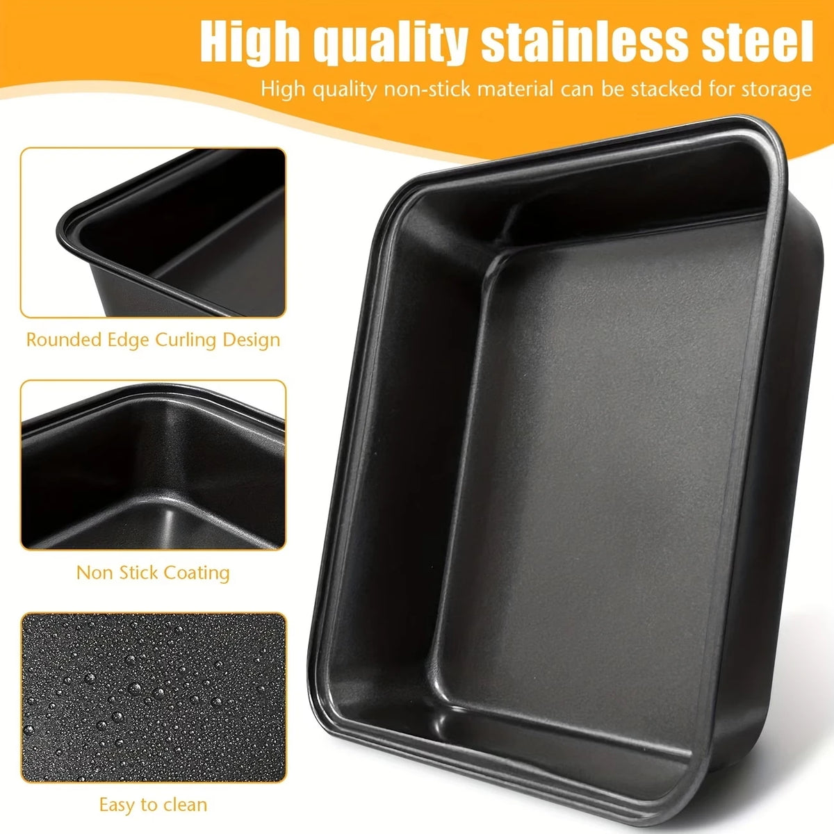 3-Piece Carbon Steel Non-Stick Baking Tray Set – 3 Sizes for Cakes, Bread & Pastries.