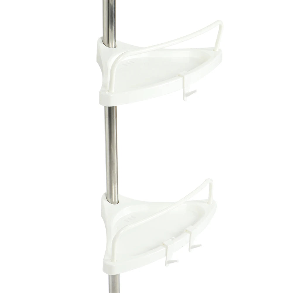 Stainless Steel Bathroom Corner Shelf – Floor-to-Ceiling Storage Rack & Organizer.