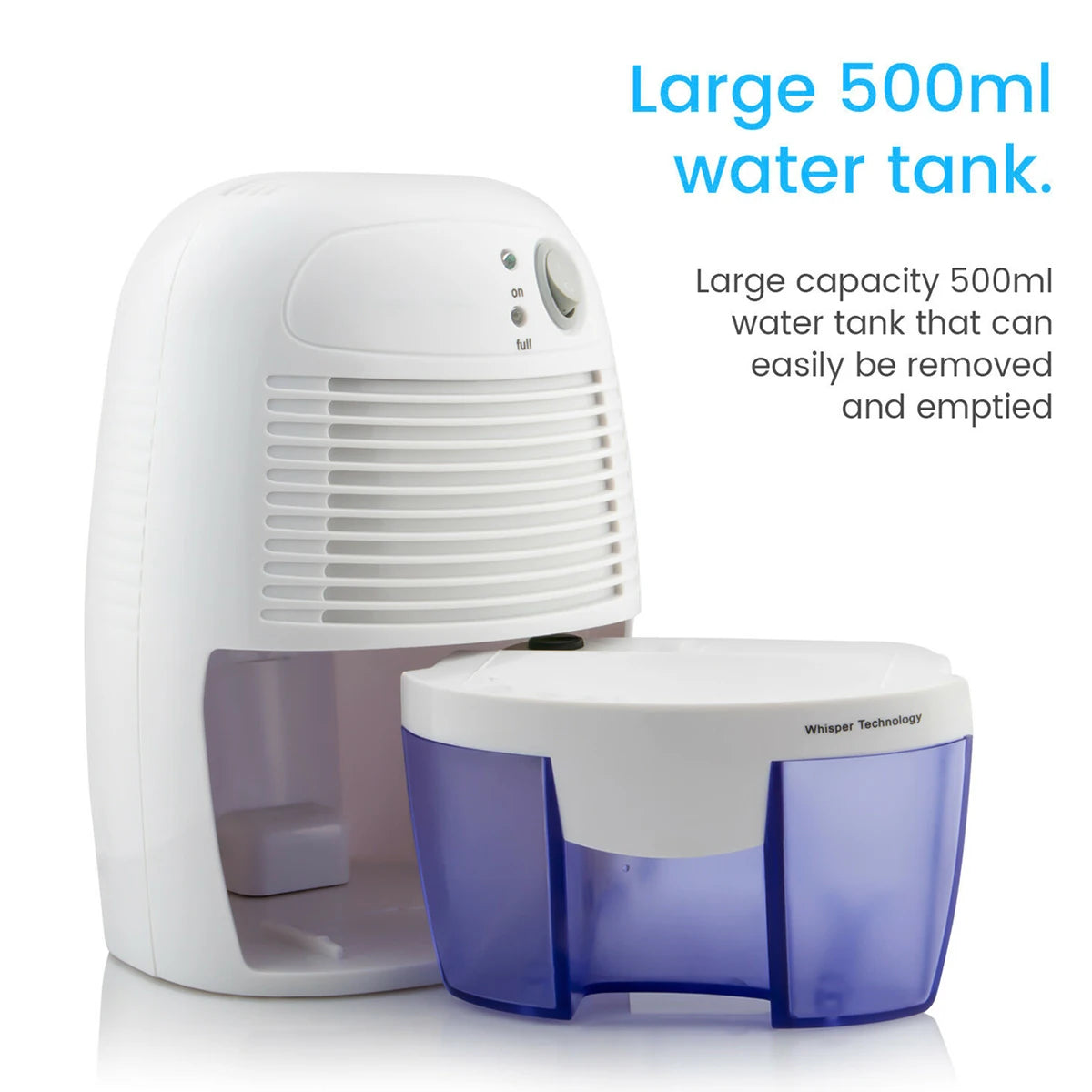 Electric Dehumidifier – Compact Moisture Absorber with 500ml Water Tank, Automatic Shut-Off for Bedroom, Bathroom & Small Rooms