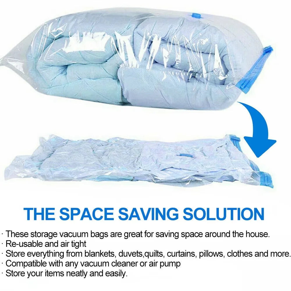 12-Pack Strong Vacuum Storage Bags – Space-Saving Large Clothes & Organiser Bags.