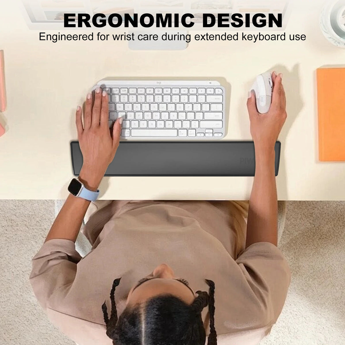 Memory Foam Keyboard Wrist Rest – Ergonomic Wrist Support for Computer & Laptop (Black).