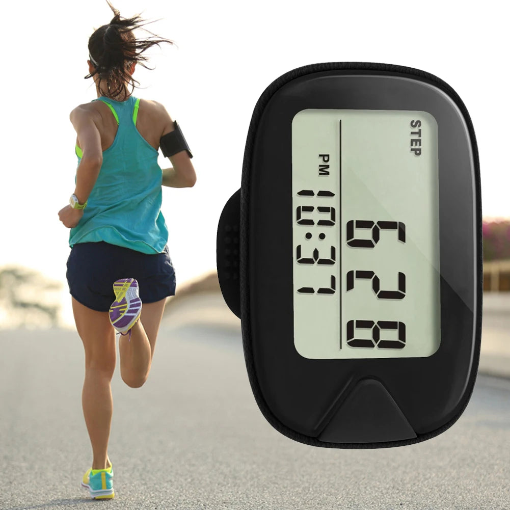 Clip-On Walking Pedometer – Portable Step Counter with LCD Display for Walking & Running.