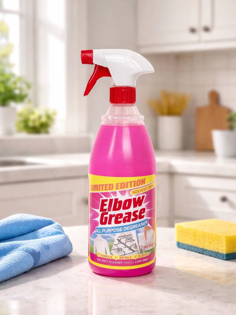 Elbow Grease All-Purpose Degreaser Pink Blush 1L – Limited Edition Solvent-Free Multi-Surface Cleaner.