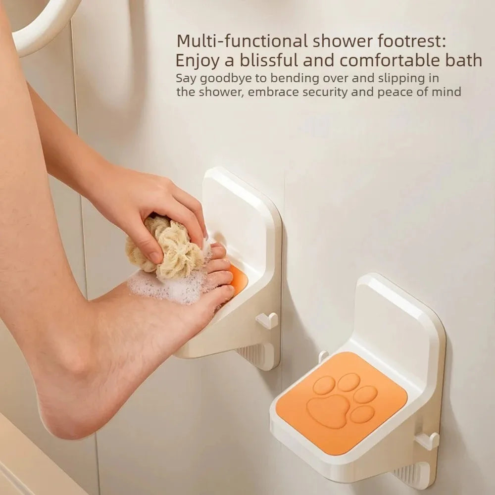 No-Drill Wall-Mounted Shower Foot Rest – Anti-Slip Shaving Leg Aid, Sturdy Bathroom Foot Pedal.