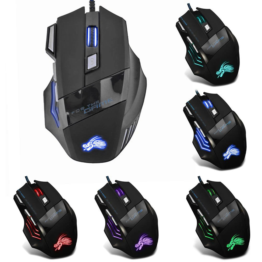 Ergonomic Wired Gaming Mouse – 7 Buttons, 5500 DPI, Silent Click & RGB Backlight.