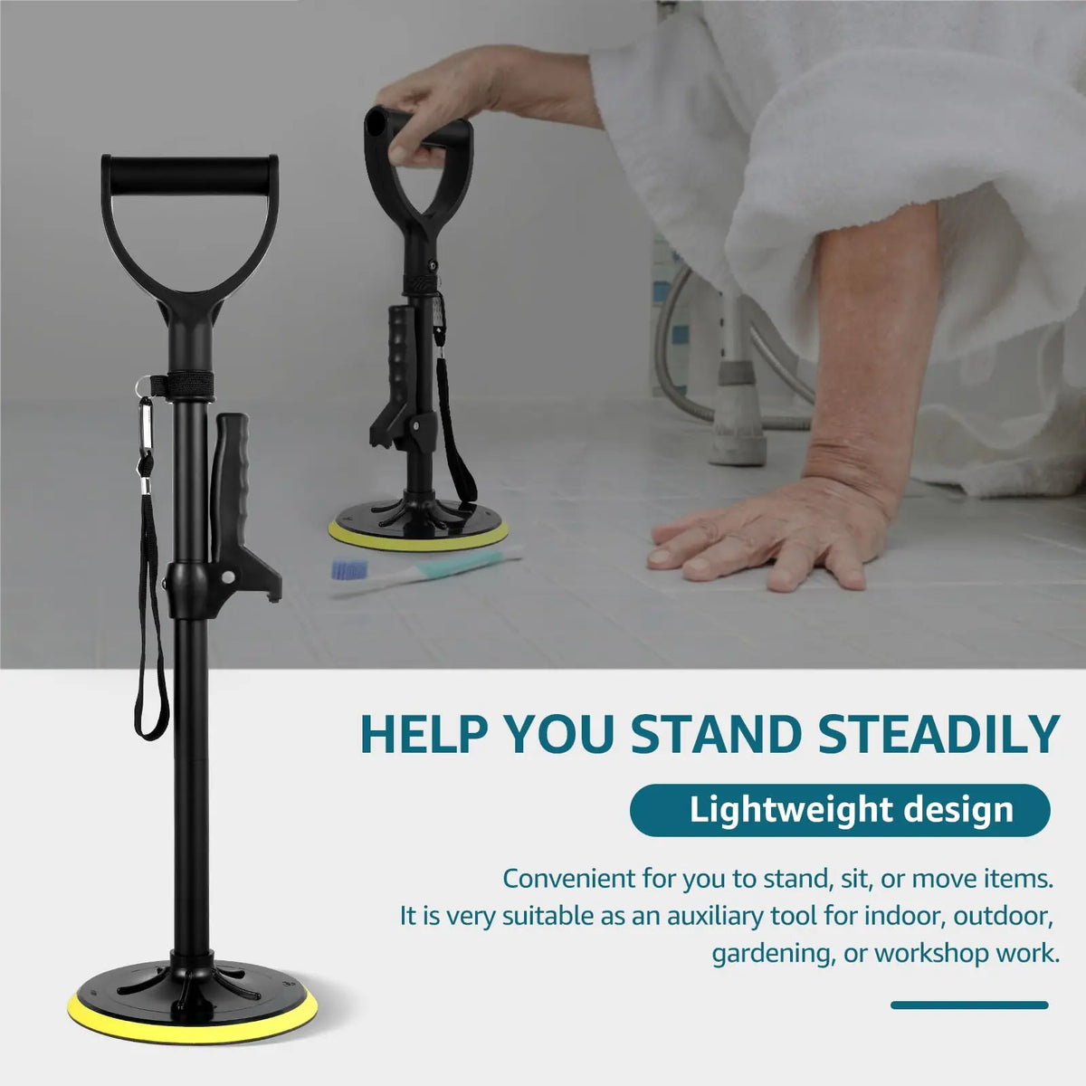Adjustable Standing Aid – Floor Rise Support Handle & Mobility Assistance Tool for Seniors & Adults.