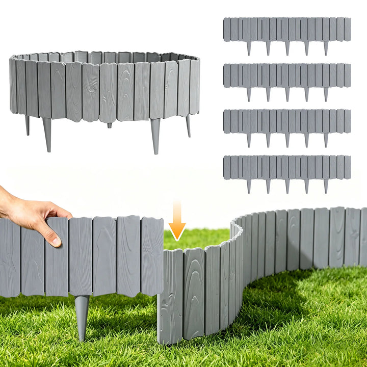 20-Piece Imitation Stone Garden Fence – Decorative Lawn & Plant Border Edging.