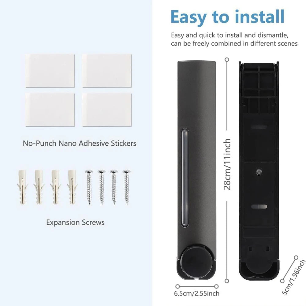 2/3-Chamber No Drill Wall-Mounted Soap Dispenser – 380ml Shampoo, Conditioner & Shower Gel Dispenser.