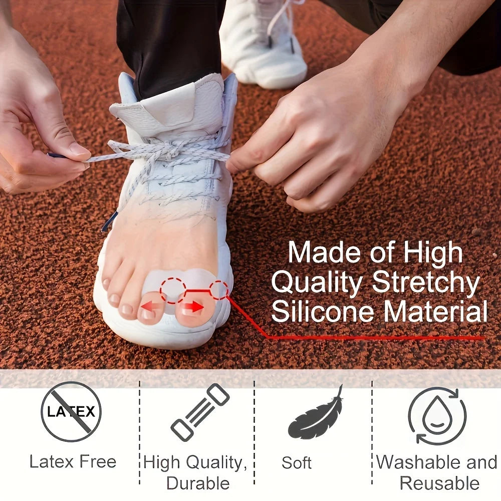 Soft Silicone Toe Separators with Adjustable Big Toe Ring – Reusable Bunion Support.