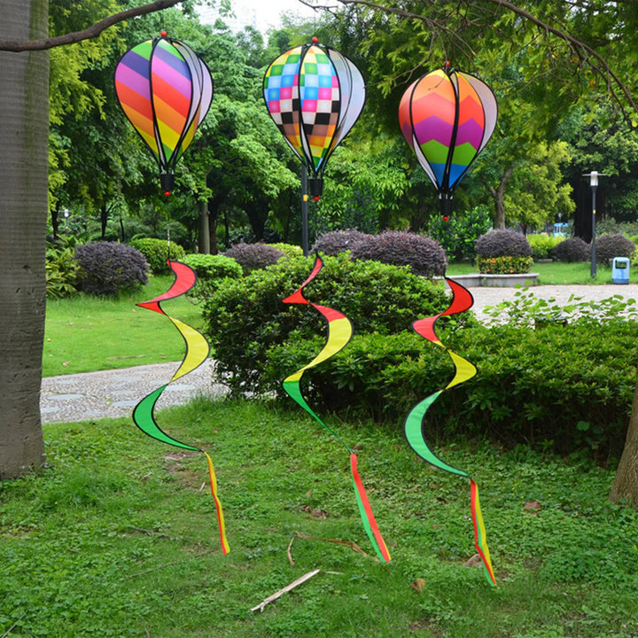 Rainbow Hot Air Balloon Wind Spinner – Kinetic Hanging Garden Decoration.